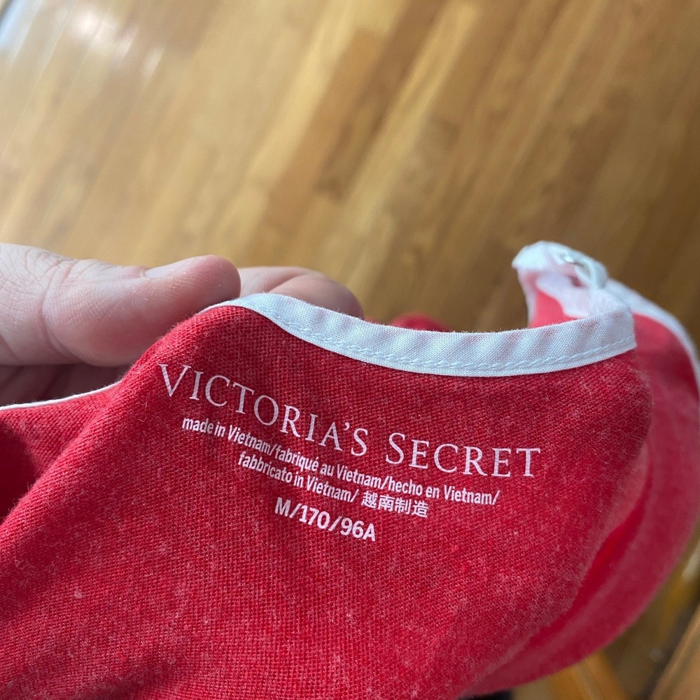 Victoria's Secret Red White Trim Cami Mini Dress Loungewear Coquette M - Picture 8 of 12